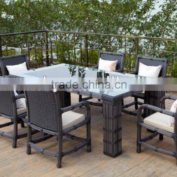 rattan furniture dining-table and 6 chairs