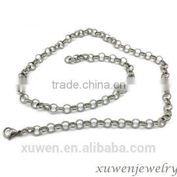 bulk price silver tone 316l rolo shape stainless steel chain necklace