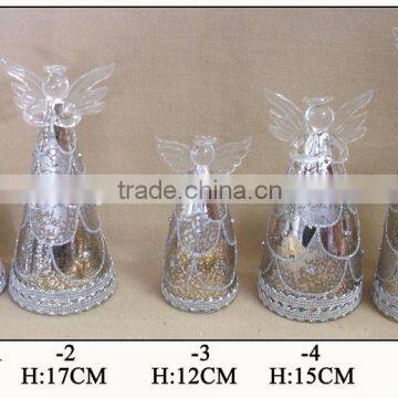 Chirstmas Sliver Glitter Hanging Glass Angel with Diamonds