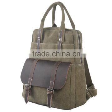 New style canvas briefcase portfolio laptop bags crazy horse leather laptop backpack bags for business man handcrafted