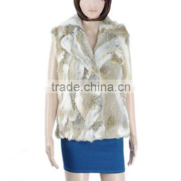 Ladies` genuine rabbit fur vest natural grey rabbit vest ,KZ150027