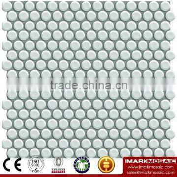 IMARK White Color Glazed Round Ceramic Mosaic Tile/ Shower Room Wall Decoration