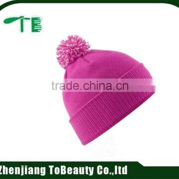 rose red pompom girls hat