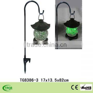 Garden decoration with polyresin hand lantern solar light metal hooks