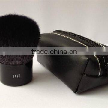 Human Hair Black Makeup Kabuki Brush with Cosmetic Bag