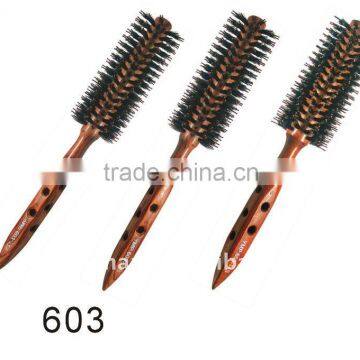 wooden handle round hair brushes hair brush boar and nylon bristles
