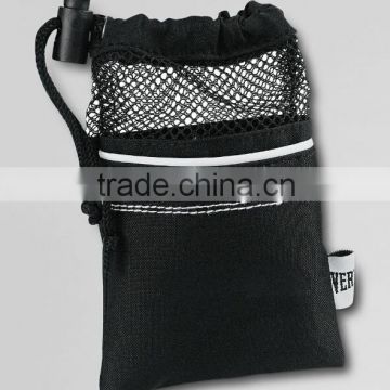 Promotional small polyester and mesh drawstring bag