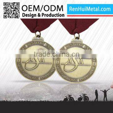 Fashion style 2D/3D custom olympic metal medal with ribbon