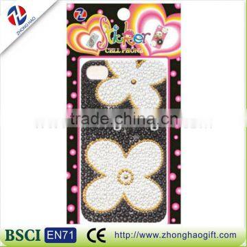 flower shape crystal strass cell phone sticker