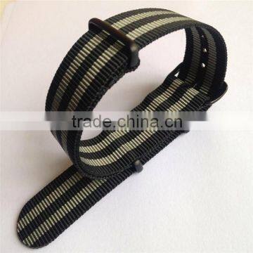 Heat Welded Black Grey Stripe Nato Watch Band