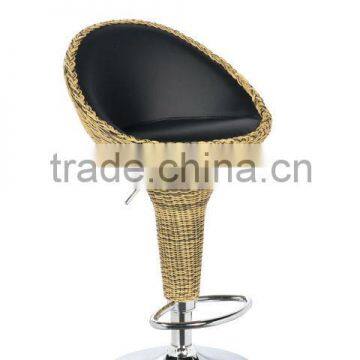 new model rattan bar stool with backrest and pu seat