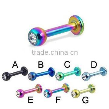 Titanium Anodized Jeweled Labret Body Piercing Jewelry