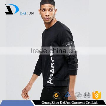 Guangzhou newest design printed black men with zip black without hool 100 cotton xxl hoody