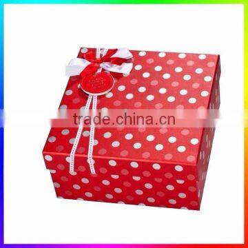 custom cardboard rectangle shape gift box with ribbon bow