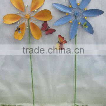 wholesale flower shape metal garden windmill for garden decoration