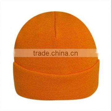 acrylic good-looking Casual solid color cuff Beanie Knitted Hats