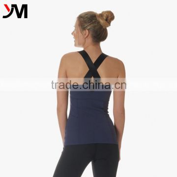 Supplex Cross Wide Strap Back Women Gym Fitness Tank Top Pilates Yoga Cami