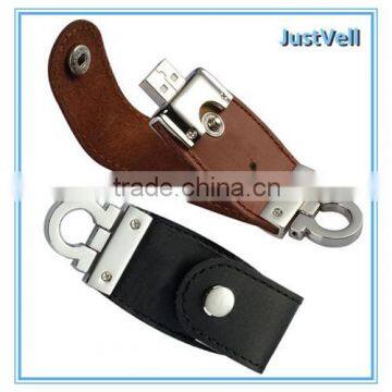 Hot sale new design luxury usb flash drive, Embossed logo leather usb 1GB to 64GB