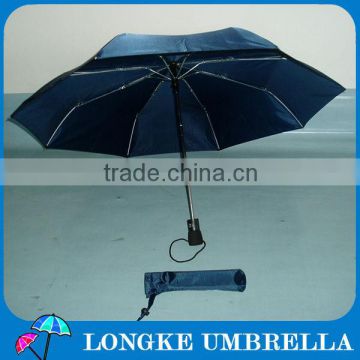 22"*8K auto open&closed 3 folding umbrella dark blue