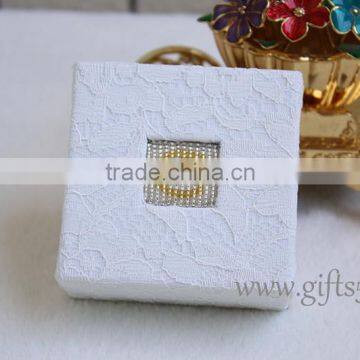 Gorgeous White engagement ring boxes with beaded name plate of C