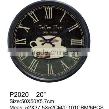 Coffee time office style plastic large 20 inch wall clock