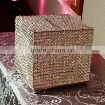 Wholesale crystal bead hanging and metal money box for wedding centerpieces