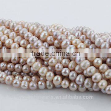 Pink Lavendar Color Potato Shape A Grade Rings 8-9mm Natural Color Pearl Strand photo-4