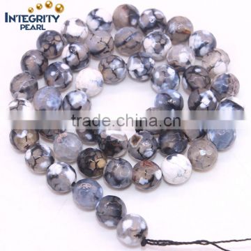 Dragon veins agate beads size 6 8 10 12mm facted cracked agate loose gemstone beads