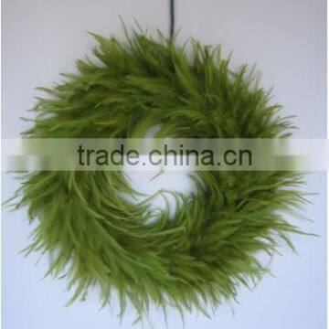 Chicken Feather Wreath for wall or center piece - sea foam