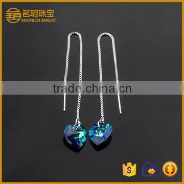 Heart imitation sapphire cartilage earrings sfashionable jewelry long fashion european earring jewellery for women daily wear