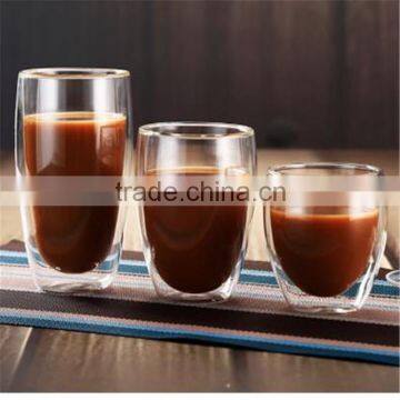 250ml /350ML/450ML Hand-made Double Wall Glass Coffee Mug Tea Cups Thermal Espresso glasses, borosilicate glass cup.