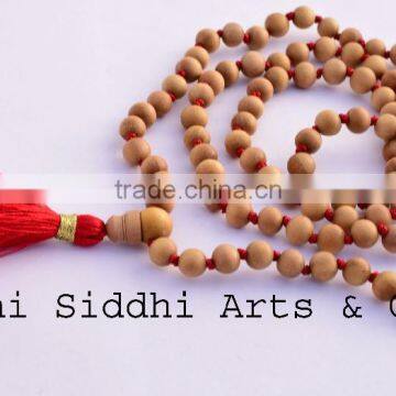 spiritual white sandalwood necklace/round wood beads/japa beads