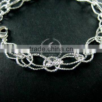 19cm Silver Plated Brass Faceted Rhombic Link Fashion DIY Bracelet Supplies 1900071 photo-3