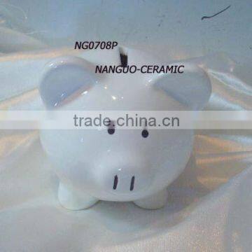 Ceramic money box white piggy bank