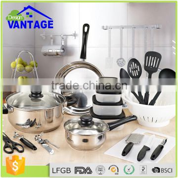 25 pcs saucepan pots and pans non stick stainless steel cookware set