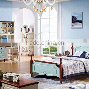 Mediterranean style 1.2m solid wood bed for kids furniture design