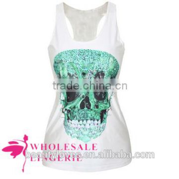 skull printed women tank tops, women tops in summer wholesale