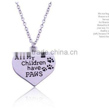 2016 New Fashion Alloy Jewelry Sculpture Letter Member of Family Silver Children Necklace Heart Pendant photo-3