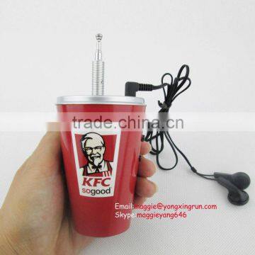 promotional gift mini cup fm radio