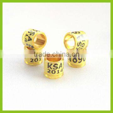 2015 Top Sale New Styple Golden Aluminium Pet 8mm Rings For Pigeon WithYellow Color