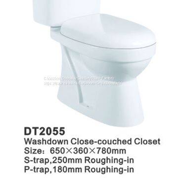 Chaozhou Sanitary Ware Export Ceramic p Trap Washdown 2 pc Toilet DT2055 photo-3