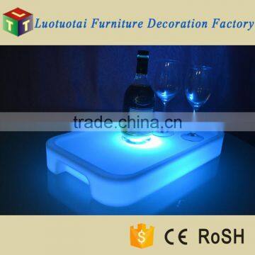 China supplier cheap plastic rectangle wine tray with led light/bar, nightclub wine tray