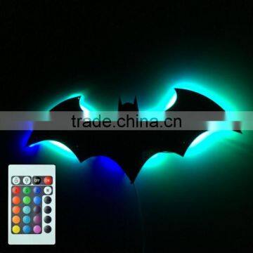 New Arrival Creative Bat Mirror Wall Lamp Batman Shape Mirror With Remote Control LED Colorful Lamp Decorative Mirror Lamp photo-6