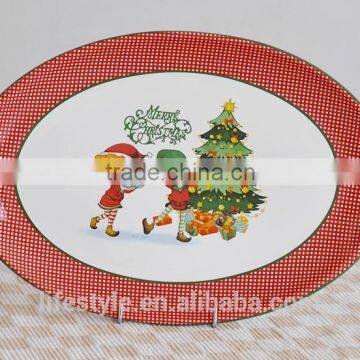 14" oval platter with decal