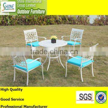 Outdoor furniture white casting aluminum high back dining chairs and dining table