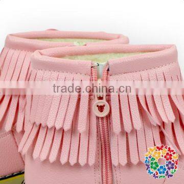 Children Boy And Girls Waterproof Three Colors Adding Cashmere Black Leather Shoes photo-5