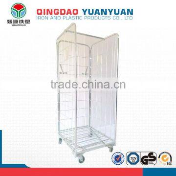 Hot sale 3 sided logistics pallet trolley roll cage wire mesh container