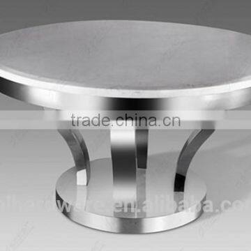 Stainless steel base round dining table with marble top