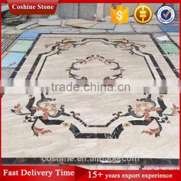Decoration white cream marble flower pattern waterjet marble mosaic