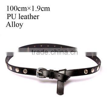 Wholesale rivet decorated D pattern buckle sex women lady thin PU waist belt